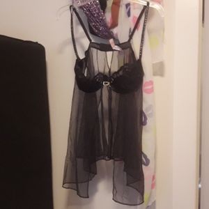 Victoria's Secret black tulle & lace babydoll